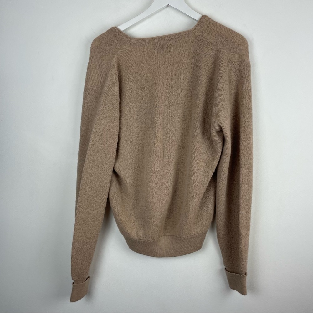 Lacoste Men's Tan V-Neck Cardigan with Crocodile Logo - Picture 5 of 6